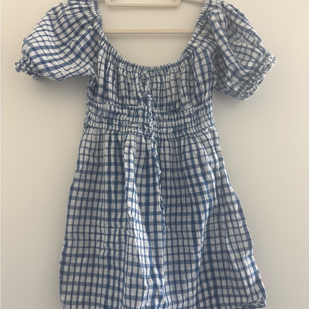Urban Outfitters Blue and White Checkered Mini Dress